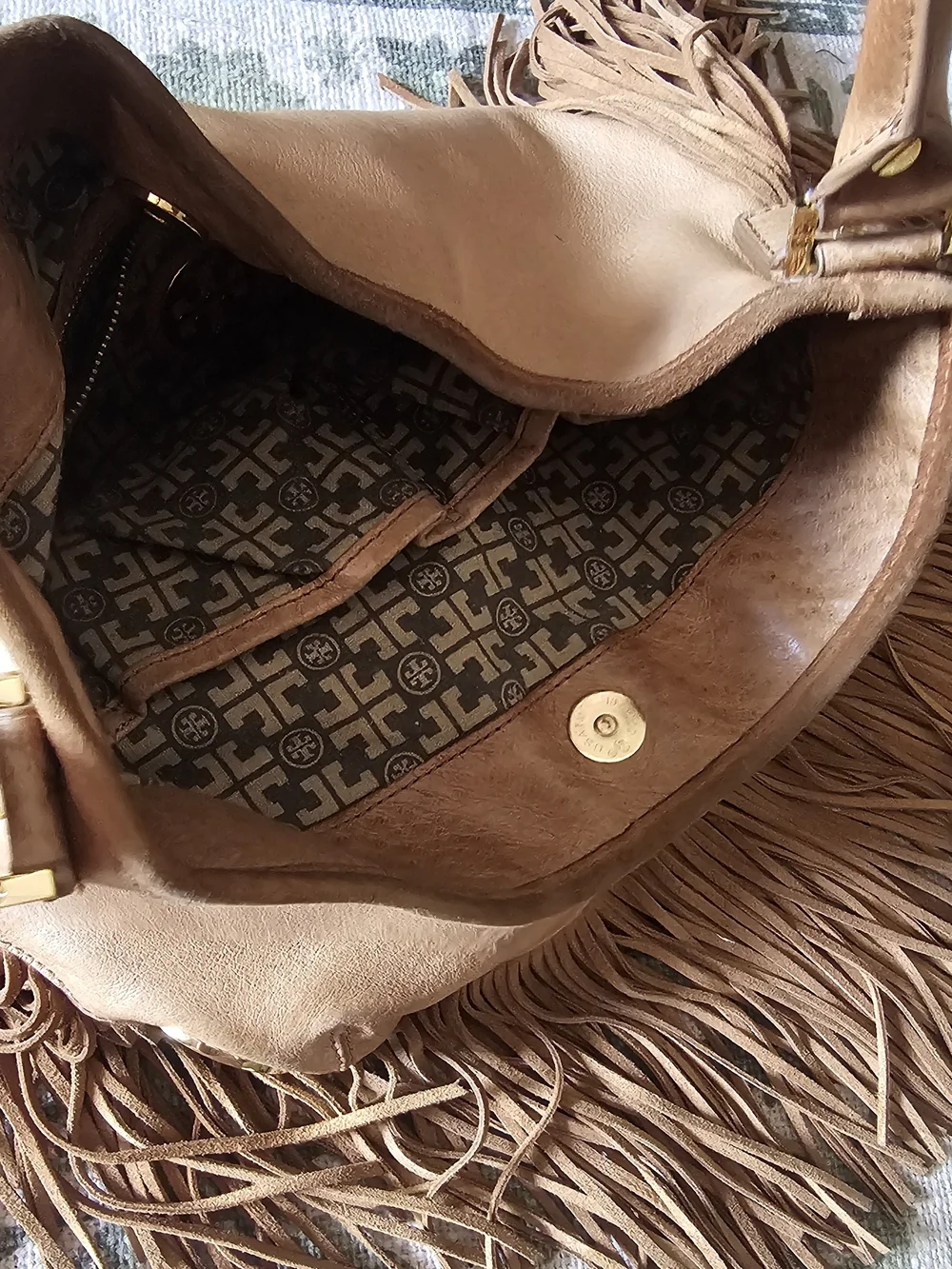 Tory Burch Tan Fringe Leather Shoulder Bag